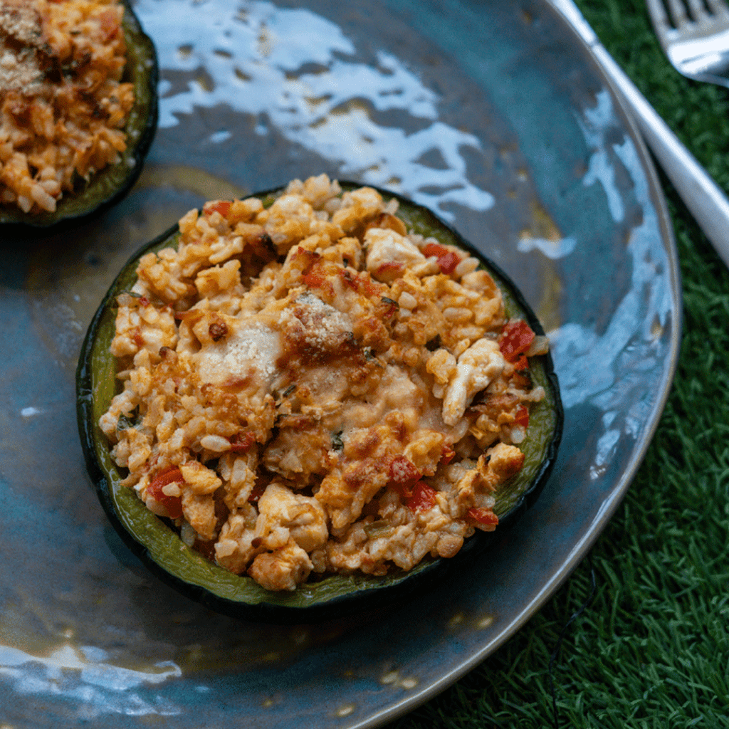 Zapallito relleno de arroz y pollo