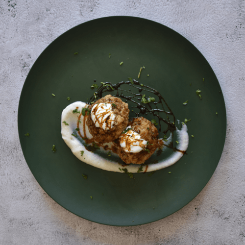 albondiga de berenjena crema de coliflor 3