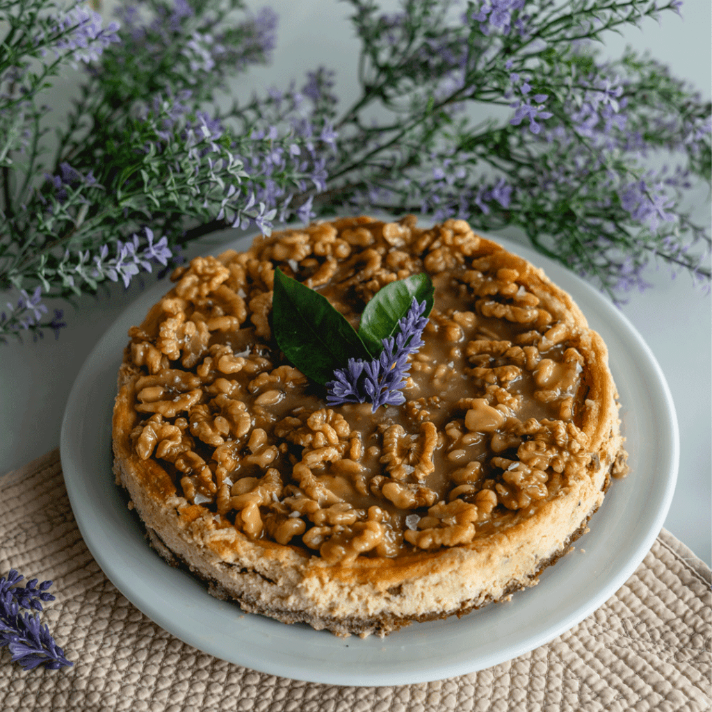 Tarta de queso de manzana y nueces