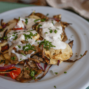 verduras en airfryer con salsa de yogur