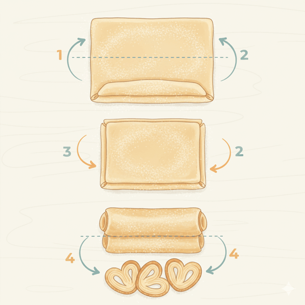 doblar palmeritas de hojaldre