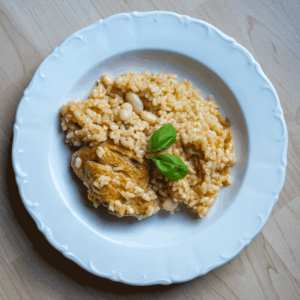 Arroz con pollo y alubias