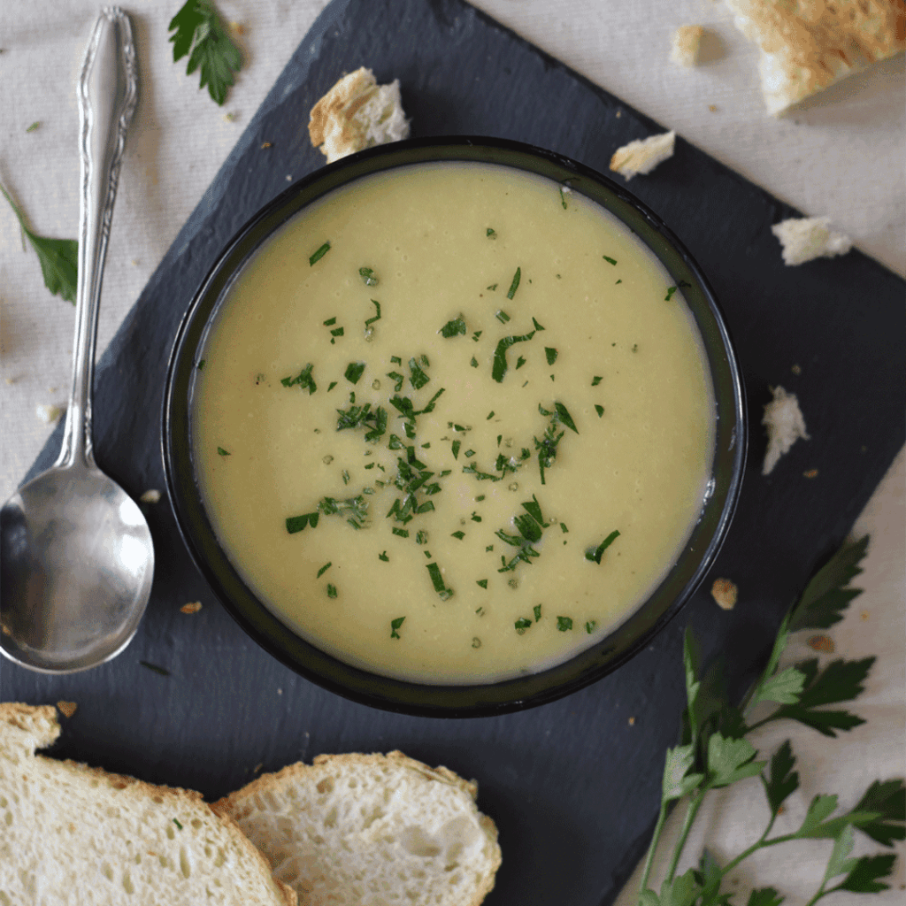 Crema de calabacín y quesitos