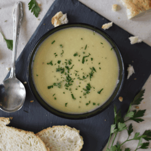 Crema de calabacín y quesitos