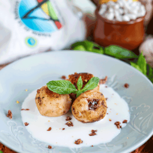 Mochis de alubias rellenos de fresa